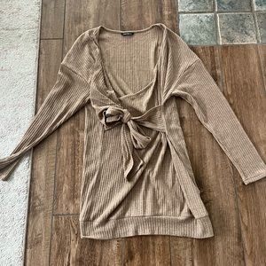 Tan wrap mini dress